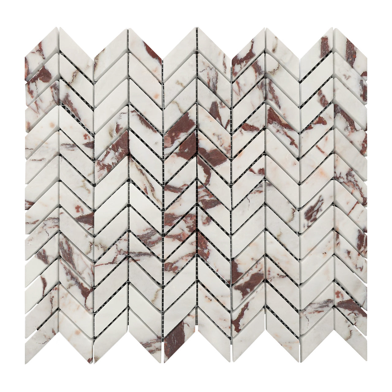 Calacatta Viola Marble Mini Chevron Mosaic Tile Honed