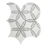Bianco Dolomite Marble with Carrara White Leaf La Fleur Waterjet Mosaic Tile Honed