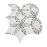 Bianco Dolomite Marble with Carrara White Leaf La Fleur Waterjet Mosaic Tile Honed