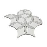 Bianco Dolomite Marble with Carrara White Leaf La Fleur Waterjet Mosaic Tile Honed