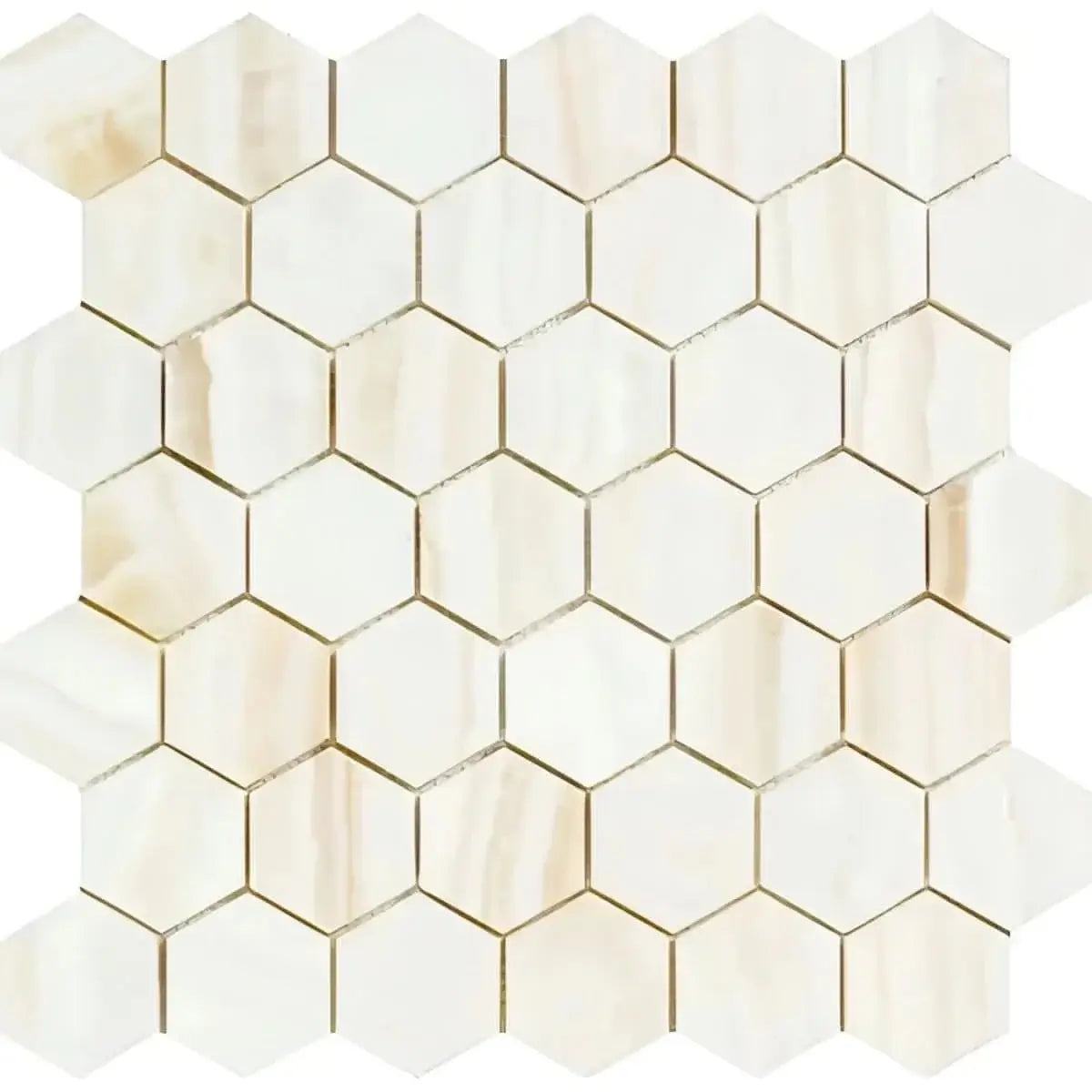 White Onyx 2" Hexagon Polished