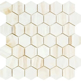 White Onyx 2" Hexagon Polished