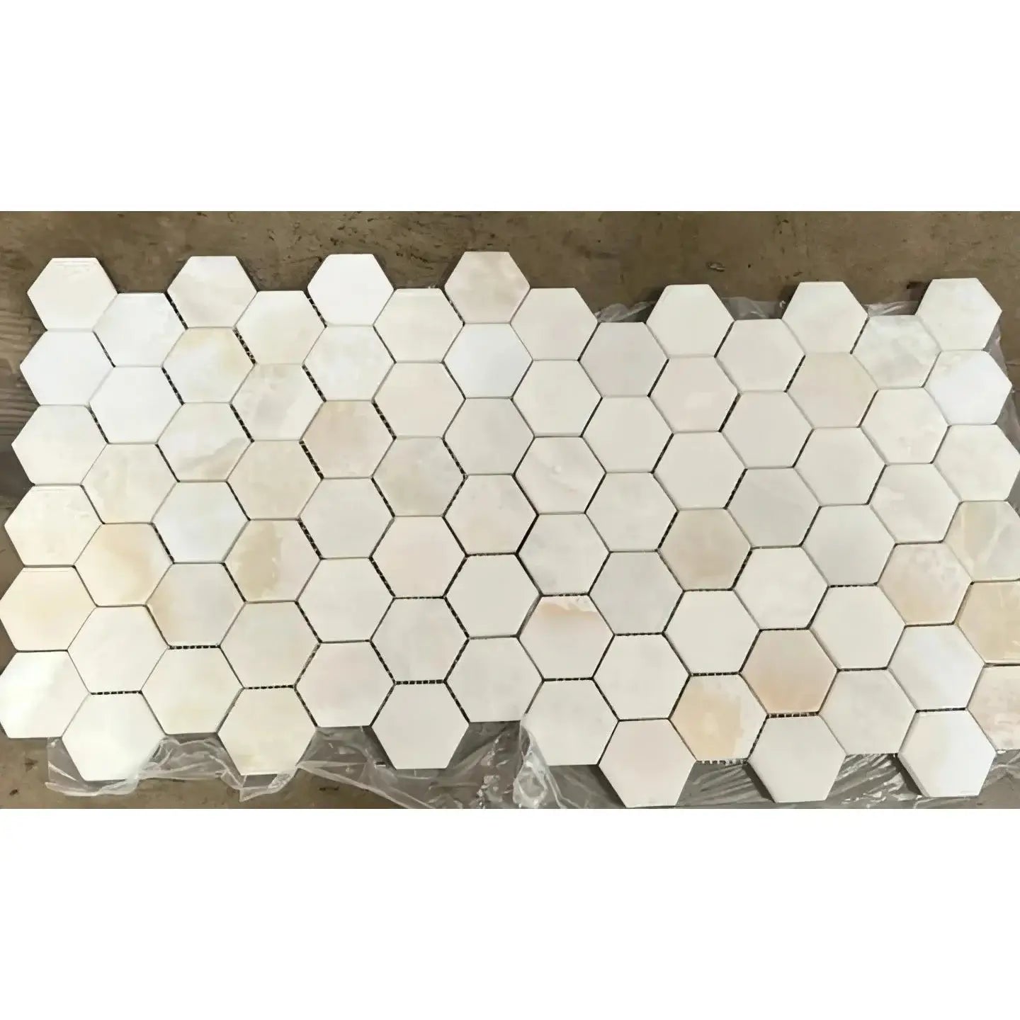 White Onyx 2" Hexagon Polished