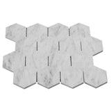 Carrara White Italian Marble 3" Hexagon Mosaic Tile Honed