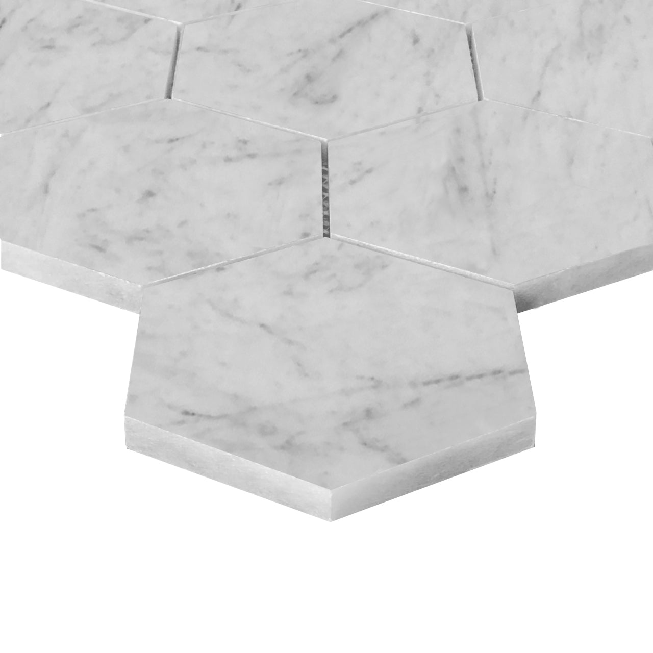 Carrara White Italian Marble 3" Hexagon Mosaic Tile Honed