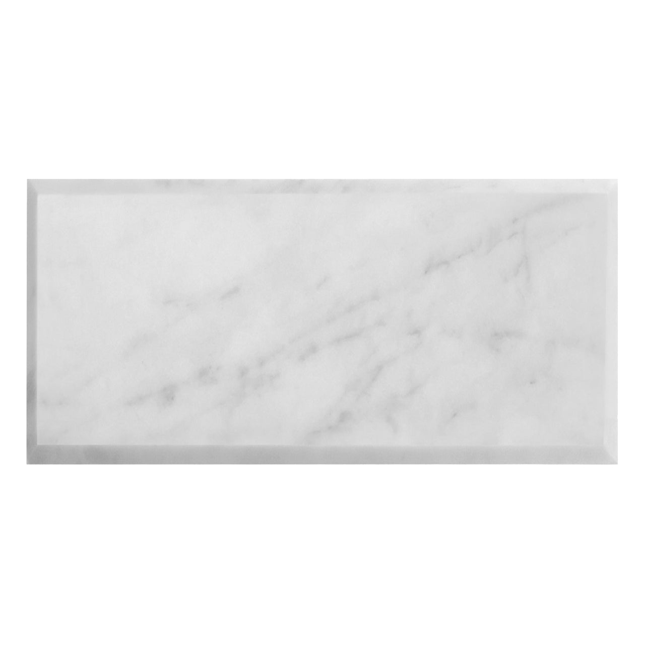 Carrara White Italian Marble 6" x 12" Wide Beveled Subway Tile Polished