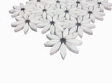 Calacatta Gold Italian Marble with Nero Marquina Black Accent Daisy Flower Waterjet Mosaic Tile Honed
