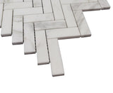 Calacatta Gold Italian Marble 1" x 3" Herringbone Mosaic Tile Honed