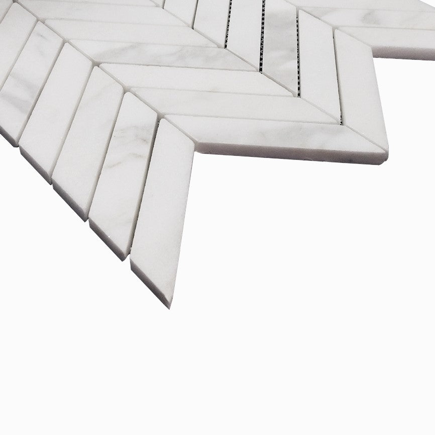 Calacatta Gold Italian Marble 1" x 4" Chevron Mosaic Tile Polished