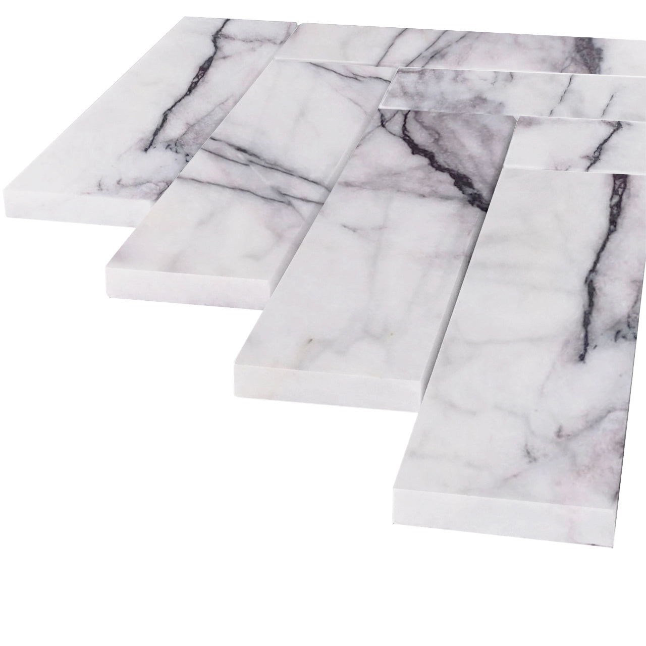 Lilac Marble 2" x 8" Herringbone Mosaic Tile Honed