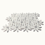 Calacatta Gold Italian Marble with Bardiglio Gray Accent Daisy Flower Waterjet Mosaic Tile Honed